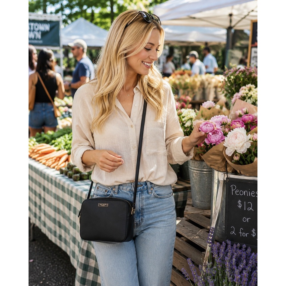 Kate Spade Newbury Lane Cammie Bag Black Saffiano Leather Crossbody Camera Bag